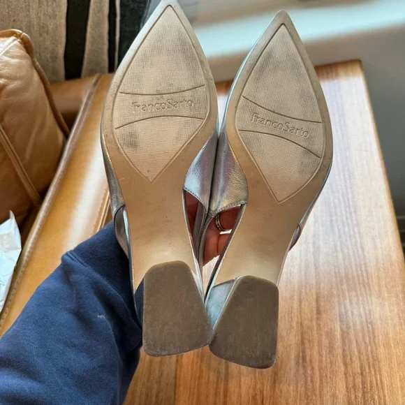 Elegant Silver Slingback Heels - Picture 6 of 8